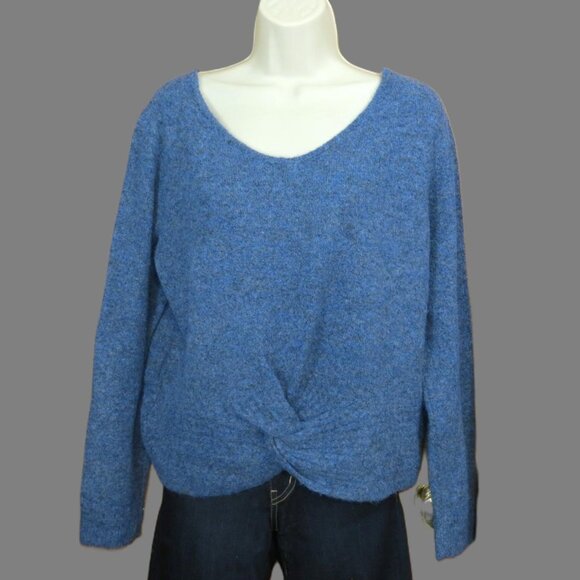 Oly Blue Sweater Scoop Neck Long Sleeve 5% Wool Size Large - Picture 1 of 10